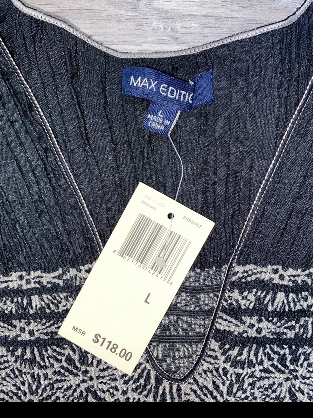 Max Edition Sleeveless Striped Dress Large Black Tan - Picture 9 of 12